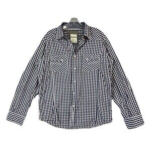 Pepe Jeans Men XL Western Shirt Carvico Gingham Check Pearl Snap Roll Tab Sleeve